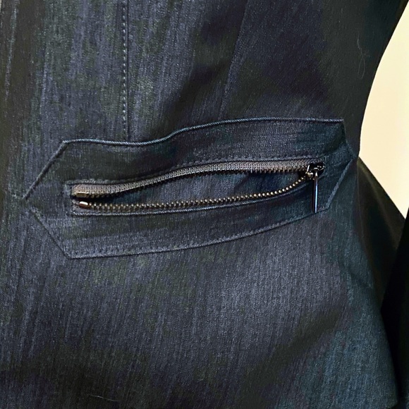 Calvin Klein Indigo Blue Fitted Zip Up Long Sleeve Peplum Lined Blazer Jacket 8 - Picture 5 of 11